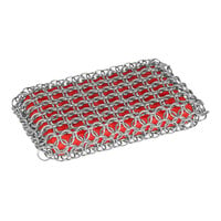 Lodge ACM10R41 Stainless Steel Chainmail Scrub Pad with Red Silicone Core