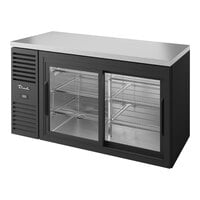 True TBR60-RISZ1-L-B-11-1 60" Black Narrow Back Bar Sliding Glass Door Refrigerator with LED Lighting