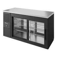 True TBR60-PTSZ1-L-B-11-11-1 60" Black Sliding Glass Door Pass-Through Back Bar Refrigerator with LED Lighting