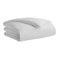 Garnier-Thiebaut Stanford T-300 105" x 88" White Tone-on-Tone Stripe King Size Sateen Weave Cotton / Polyester Duvet Cover - 10/Case