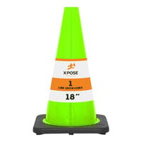 Xpose Safety 18" Lime Green Heavy-Duty PVC Traffic Cone with 3 lb. Base LTC18-1-X