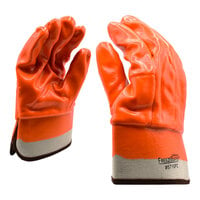 Cordova FreezeBeater Orange Single-Dipped PVC Gloves with Smooth Finish and Foam-Insulated Lining - Large - 12/Pack