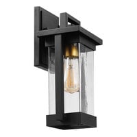 Globe Modern Matte Black Outdoor Wall Sconce with Brass Accents - 120V, 60W