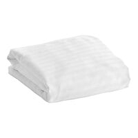 Garnier-Thiebaut Stanford T-300 80" x 78" x 17" White Tone-on-Tone Stripe King Size Sateen Weave Cotton / Polyester Fitted Sheet - 20/Case