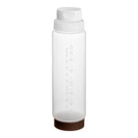 Vollrath Traex® 24 oz. Clear FIFO Squeeze Dispenser with White FlowCut Cap and Brown Base Cap