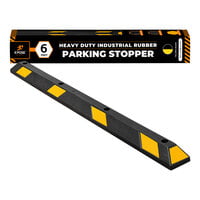 Xpose Safety 6' Yellow and Black Heavy-Duty Rubber Parking Curb Stop PBS-6-X