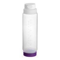Vollrath Traex® 24 oz. Clear FIFO Squeeze Dispenser with White FlowCut Cap and Purple Base Cap