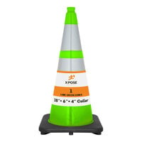 Xpose Safety 28" Lime Green Heavy-Duty PVC Traffic Cone with 7 lb. Base and Double Reflective Collars LTC28-64-1-X