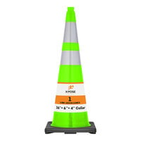 Xpose Safety 36" Lime Green Heavy-Duty PVC Traffic Cone with 10 lb. Base and Double Reflective Collars LTC36-64-1-X