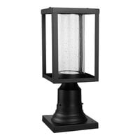 Globe Modern Matte Black Outdoor LED Post Mount Light with Bubble Glass Shade - 120V, 12W