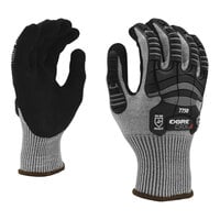 Cordova OGRE CRX-4 13 Gauge Dark Gray CRX Fiber Touchscreen Gloves with Black Sandy Nitrile Palm Coating and TPR Protectors