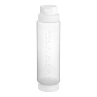 Vollrath Traex® 24 oz. Clear FIFO Squeeze Dispenser with White FlowCut Cap and Clear Base Cap