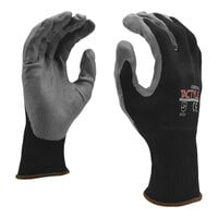 Cordova Tactyle 13 Gauge Black Nylon Gloves with Gray Foam Palm Coating - 12/Pack