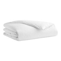 Garnier-Thiebaut Normandie T-300 105" x 88" White Micro Check King Size Sateen Weave 100% ELS Cotton Duvet Cover - 10/Case