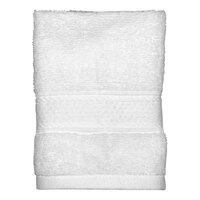 Garnier-Thiebaut Zonda 13" x 13" White 100% Combed Terry Cotton Wash Cloth with Dobby Border 1.75 lb. - 150/Case
