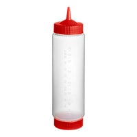 Vollrath Traex® 24 oz. Clear FIFO Squeeze Dispenser with Red Single Tip Cap and Base Cap