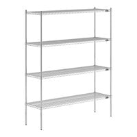 Lavex Pro 18" x 60" NSF Chrome Heavy-Duty 4-Shelf Kit with 74" Posts