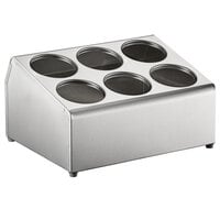 Vollrath 97241 Silv-A-Tainer 6-Hole Stainless Steel Flatware Cylinder Holder