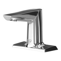 T&S WaveCrest ECW-3153 Polished Chrome Deck Mount Sensor Faucet with 4" Modern Edge Spout, 4" Centers, and 0.5 GPM Vandal-Resistant Non-Aerated Spray Device