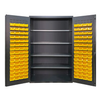 Valley Craft 14 Gauge 48" x 24" x 78" 4-Shelf Steel Storage Cabinet with 120 Yellow Bins F87451A6