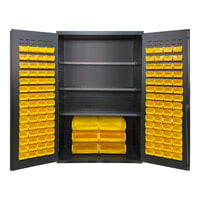 Valley Craft 14 Gauge 48" x 24" x 78" 3-Shelf Steel Storage Cabinet with 126 Yellow Bins F87842A4