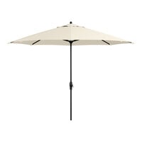 Lancaster Table & Seating 11' Round Shell Beige Crank Lift Black Aluminum Umbrella