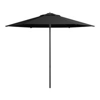 Lancaster Table & Seating 9' Round Black Push Lift Black Aluminum Umbrella