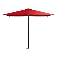 Lancaster Table & Seating 9' Square Red Pulley Lift Black Aluminum Umbrella