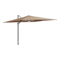 Lancaster Table & Seating 10' Square Wheat Crank Lift Silver Aluminum Cantilever Umbrella with Lights