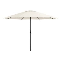 Lancaster Table & Seating 11' Round Fossil White Crank Lift Black Steel Umbrella
