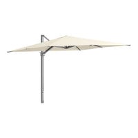 Lancaster Table & Seating 10' Square Ivory Crank Lift Silver Aluminum Cantilever Umbrella