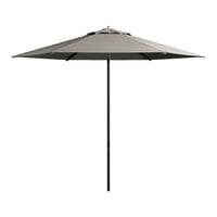 Lancaster Table & Seating 9' Round Fog Gray Push Lift Black Aluminum Umbrella