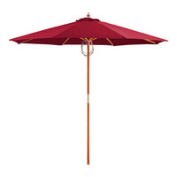 Lancaster Table & Seating 9' Round Strawberry Pulley Lift Bamboo Umbrella