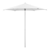 Lancaster Table & Seating 7 1/2' Round Ivory Push Lift Silver Aluminum Umbrella