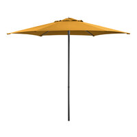 Lancaster Table & Seating 9' Round Yellow Push Lift Black Aluminum Umbrella