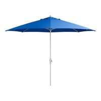 Lancaster Table & Seating 11' Round Lake Blue Crank Lift Silver Aluminum Umbrella