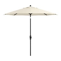 Lancaster Table & Seating 9' Round Shell Beige Crank Lift Auto Tilt Black Aluminum Umbrella