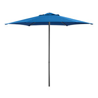 Lancaster Table & Seating 9' Round Cobalt Push Lift Black Aluminum Umbrella