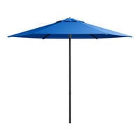 Lancaster Table & Seating 9' Round Lake Blue Push Lift Black Aluminum Umbrella