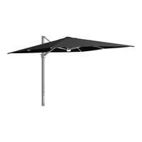 Lancaster Table & Seating 10' Square Black Crank Lift Silver Aluminum Cantilever Umbrella with Lights