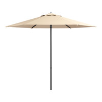 Lancaster Table & Seating 9' Round Sand Push Lift Black Aluminum Umbrella