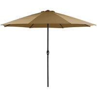 Lancaster Table & Seating 11' Round Mocha Crank Lift Black Steel Umbrella