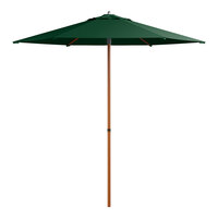 Lancaster Table & Seating 7 1/2' Round Forest Green Push Lift Woodgrain Aluminum Umbrella