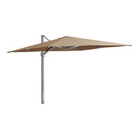 Lancaster Table & Seating 10' Square Tundra Tan Crank Lift Silver Aluminum Cantilever Umbrella