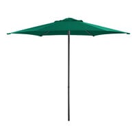 Lancaster Table & Seating 9' Round Forest Green Push Lift Black Aluminum Umbrella
