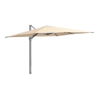 Lancaster Table & Seating 10' Square Sand Crank Lift Silver Aluminum Cantilever Umbrella