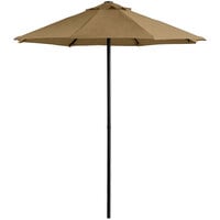 Lancaster Table & Seating 7 1/2' Round Mocha Push Lift Black Steel Umbrella