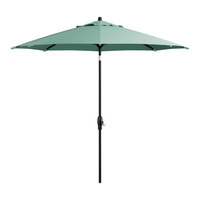 Lancaster Table & Seating 9' Round Glacier Blue Crank Lift Auto Tilt Black Aluminum Umbrella