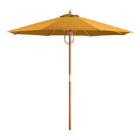 Lancaster Table & Seating 9' Round Canary Yellow Pulley Lift Bamboo Umbrella
