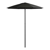 Lancaster Table & Seating 6' Round Push Lift Black Steel Umbrella